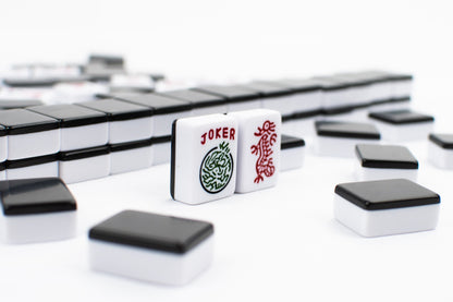 LPG Classics American Mahjong Set – Black Tiles and Racks – Mahjong tiles and Joker tile close-up