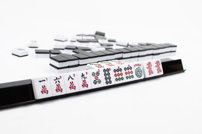 LPG Classics American Mahjong Set – Black Tiles and Racks – Mahjong tiles arranged in rows