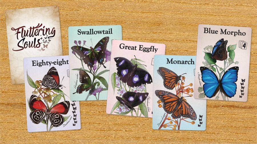 Fluttering Souls Card Game | Beautiful 2-Player Butterfly Drafting & Set Collection Game