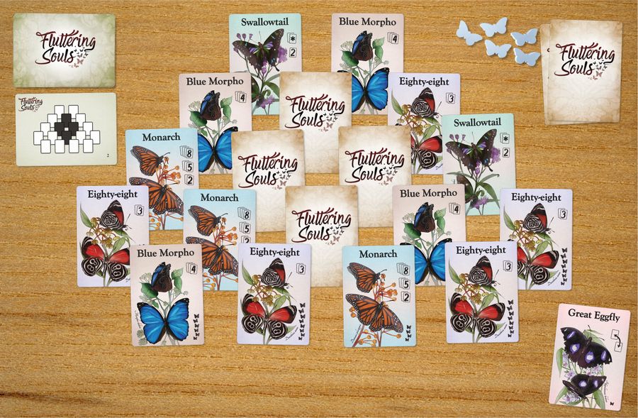 Fluttering Souls Card Game | Beautiful 2-Player Butterfly Drafting & Set Collection Game