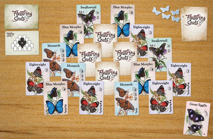 Fluttering Souls Card Game | Beautiful 2-Player Butterfly Drafting & Set Collection Game