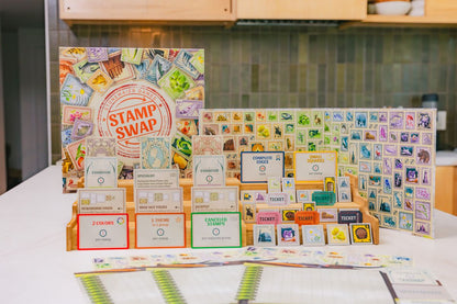 Stamp Swap Board Game | Strategic Stamp Collecting & Trading Game | Drafting, Tile Placement & Set Collection | 1–5 Players | Ages 14+