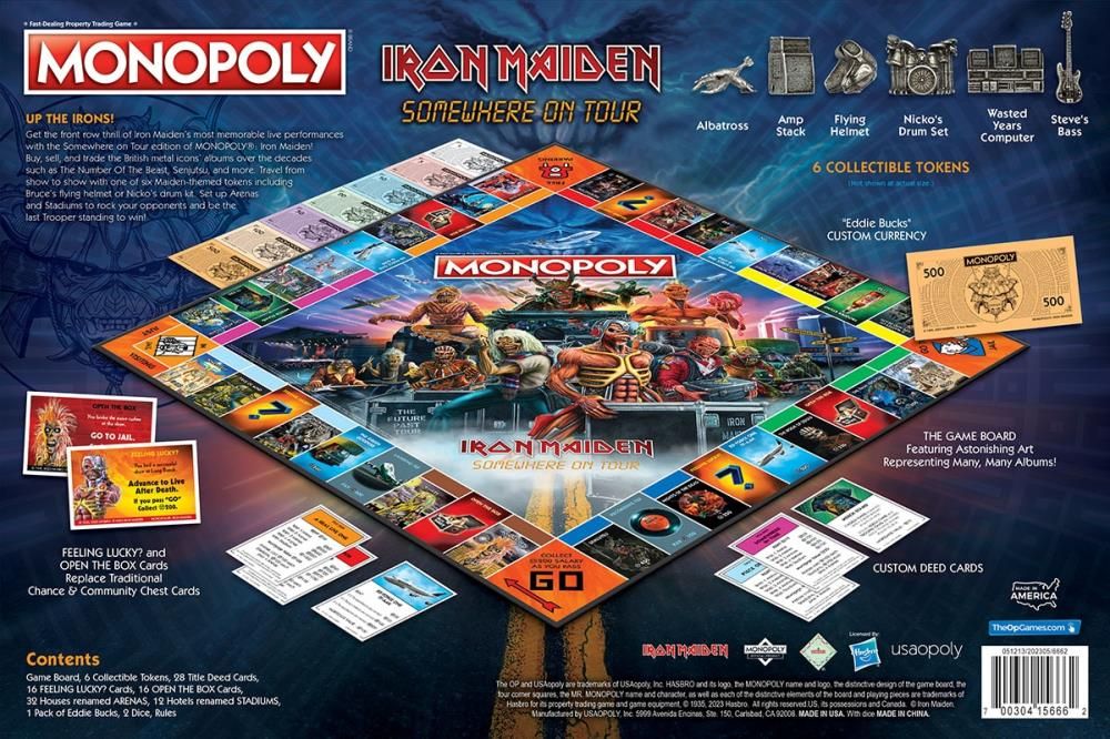 Monopoly: Iron Maiden Edition Board Game | Heavy Metal Collectible Monopoly | Iron Maiden Tours, Eddie Bucks & Custom Tokens | 2–6 Players