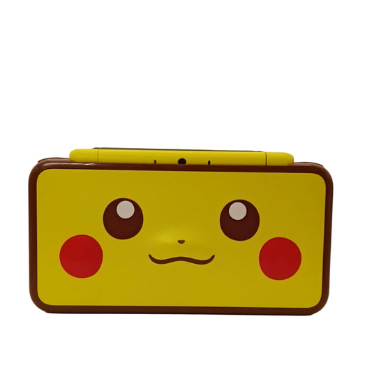 Yellow device with a Pikachu face design on a beige background