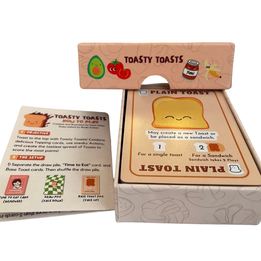 Toasty Toasts – game contents beside the open box