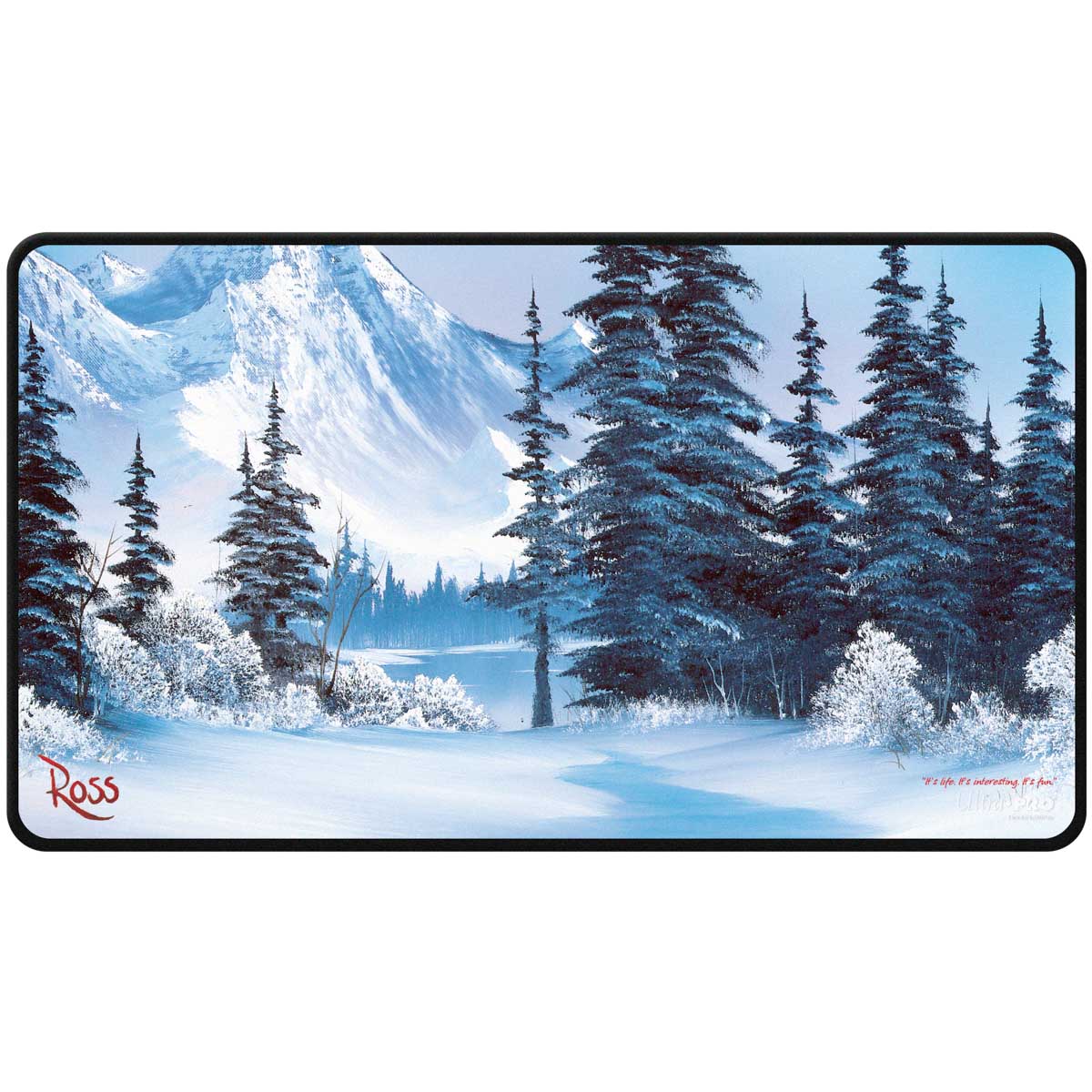Ultra PRO Bob Ross - Winter Paradise Black Stitched Playmat for Tabletop Gaming – UP16523