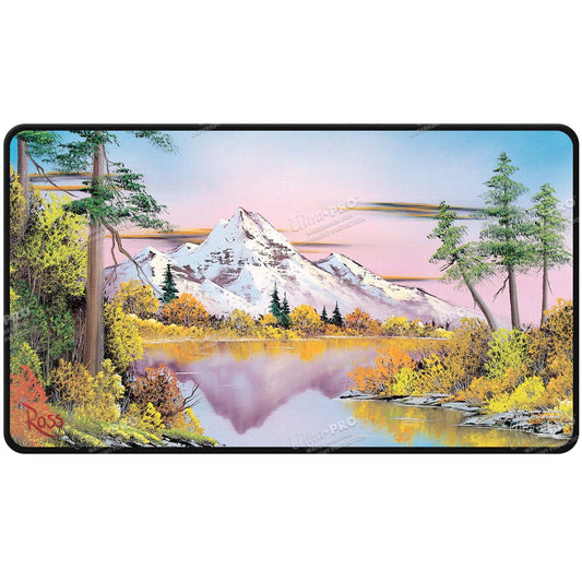 Ultra PRO Bob Ross Mighty Mountain Lake Black Stitched Playmat – UP16531