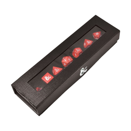 Ultra PRO D&D Heavy Metal 7-Piece Dice Set – Red & White