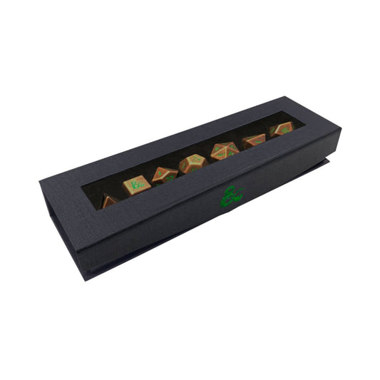 Ultra PRO D&D Heavy Metal 7-Piece Dice Set – Feywild Copper & Green