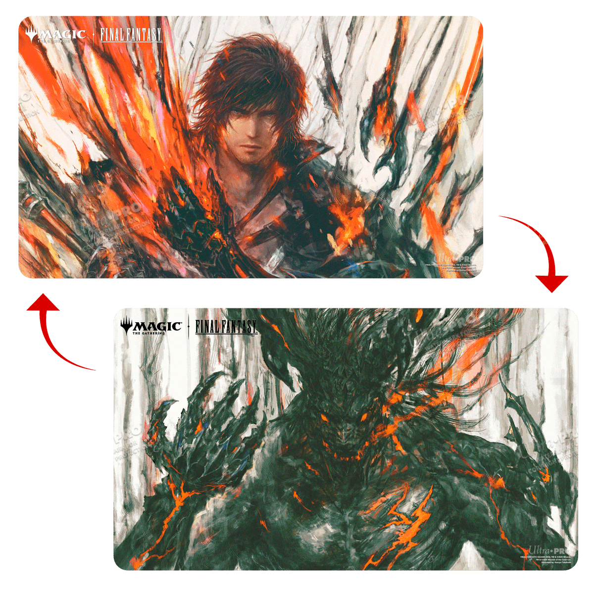 Ultra PRO Magic: The Gathering—FINAL FANTASY Clive, Ifrit’s Dominant / Ifrit, Warden of Inferno Double-Sided Playmat – UP38759