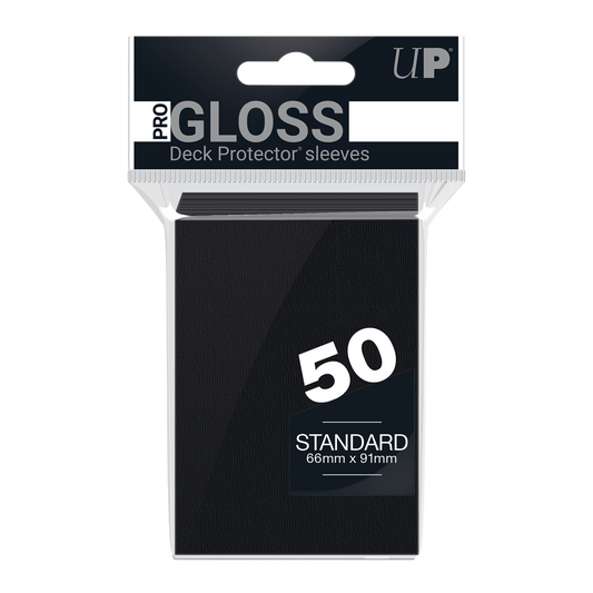 Ultra PRO PRO-Gloss Standard Deck Protector Sleeves – Black / 50ct – UP82669