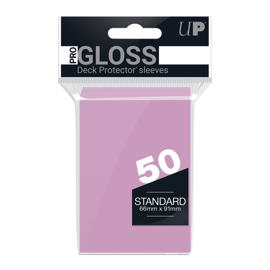 Ultra PRO PRO-Gloss Standard Deck Protector Sleeves – Pink / 50ct – UP82674