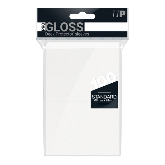 Ultra PRO PRO-Gloss Standard Deck Protector Sleeves – White / 100ct – UP82690