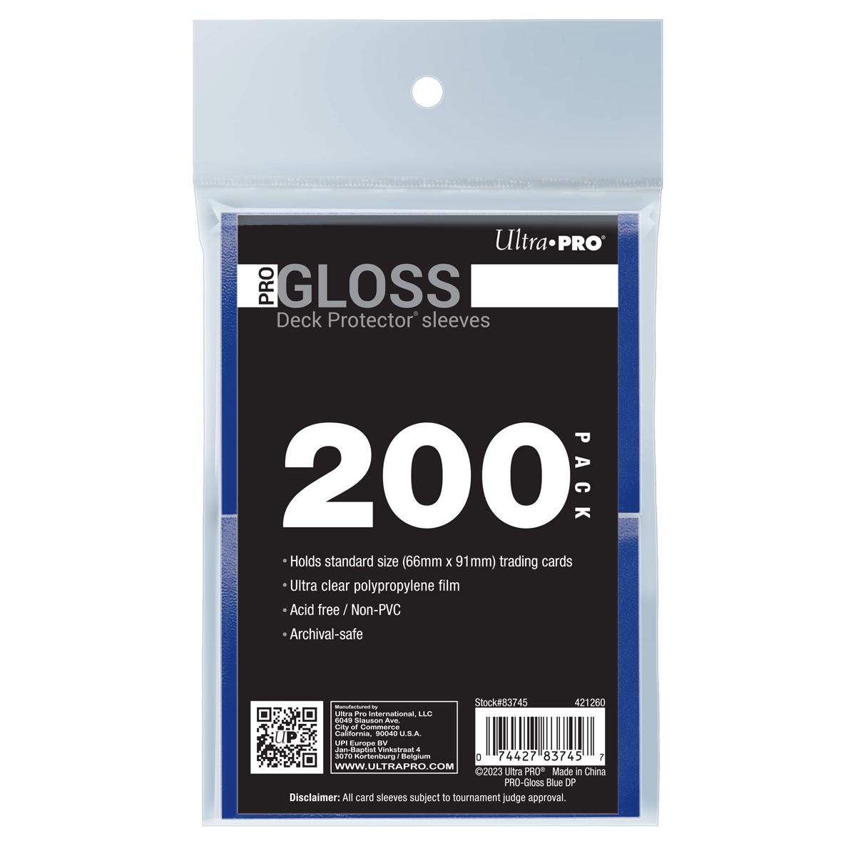 Ultra PRO PRO-Gloss Standard Deck Protector Sleeves Bundle (200ct) – Blue – UP83745