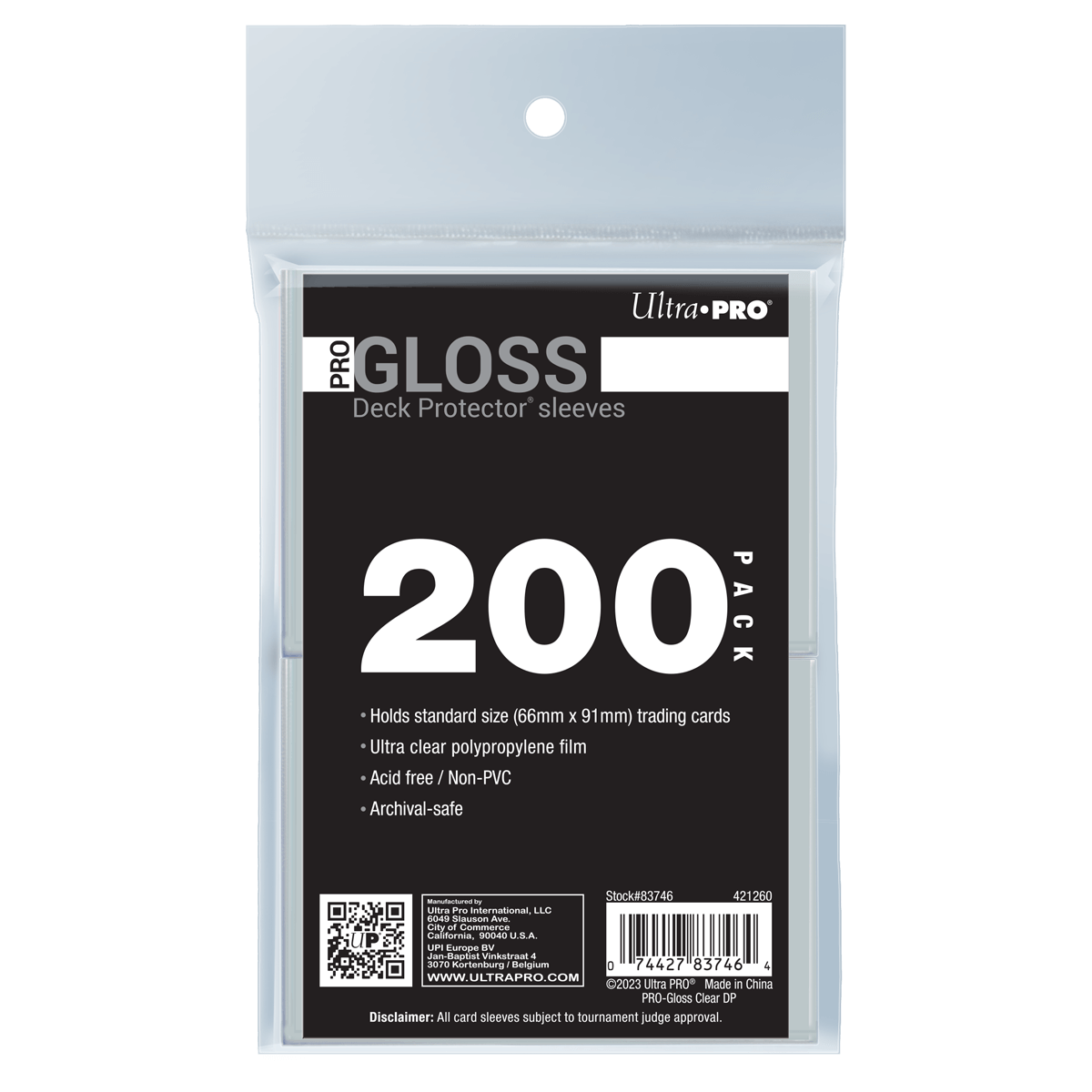 Ultra PRO PRO-Gloss Standard Deck Protector Sleeves Bundle (200ct) – Clear – UP83746