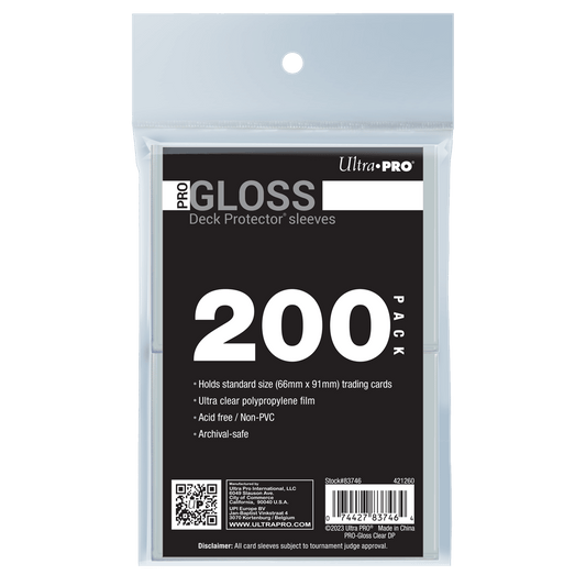 Ultra PRO PRO-Gloss Standard Deck Protector Sleeves Bundle (200ct) – Clear – UP83746