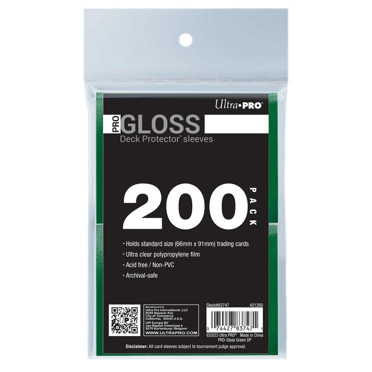 Ultra PRO PRO-Gloss Standard Deck Protector Sleeves Bundle (200ct) – Green – UP83747