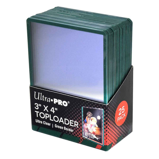 Ultra PRO 3" x 4" Green Border Toploader Sleeves (25ct) for Standard Size Cards – UP84916