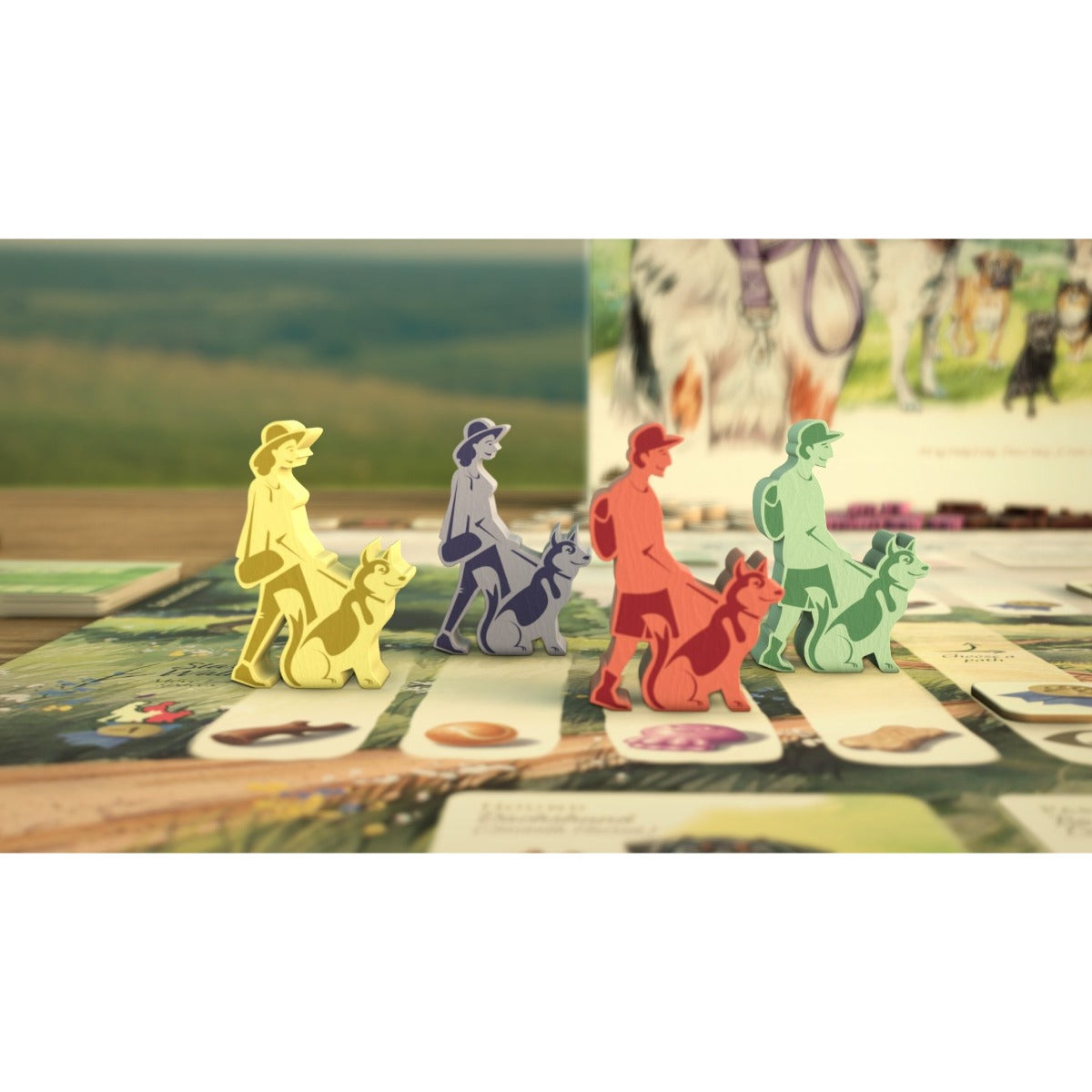 Dog Park – dog walker pawns on the board