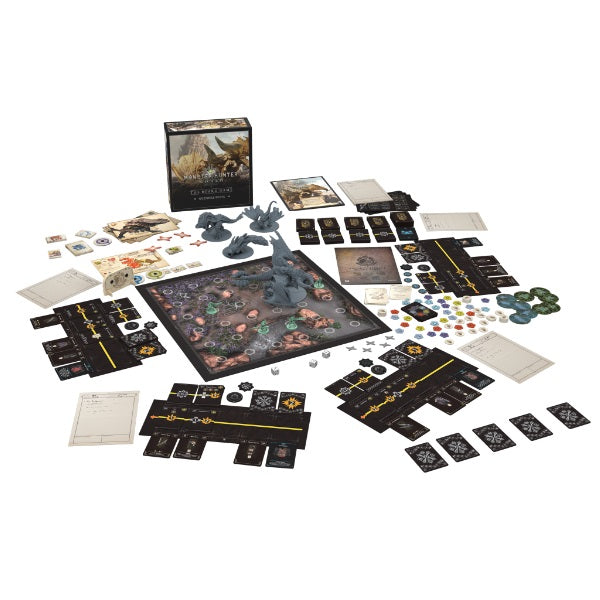 Monster Hunter: World – Wildspire Waste Core Game – game components arranged beside the box